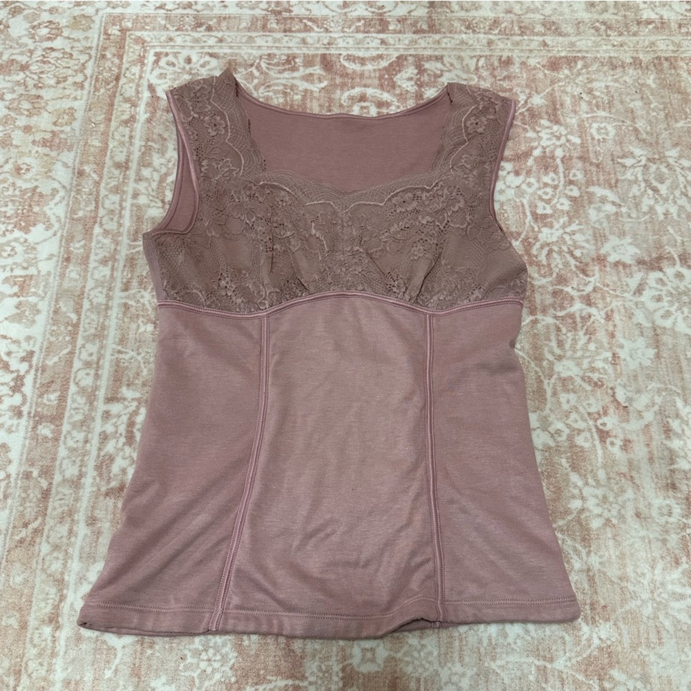 Lavender Lace Thermal Compression Tank Top - Picture 2 of 11